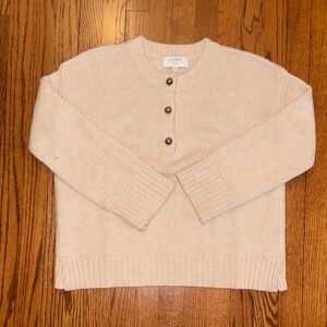 La Ligne Cream Button-Placket Knit Pullover